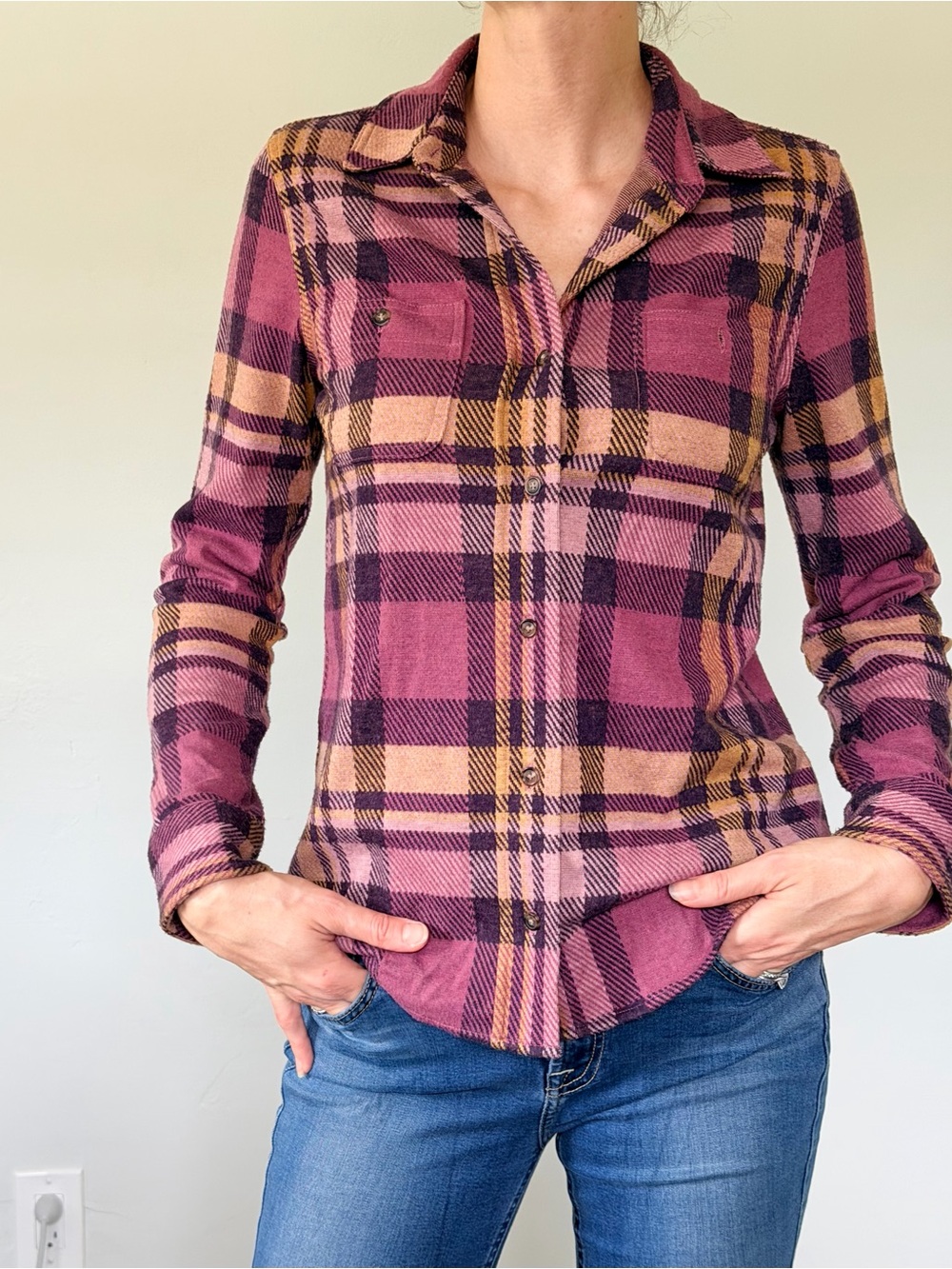 Plaid Button-Down Shirt - Purple Plaid
